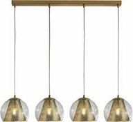 £210 8274-4SB B31 Conio 4Lt Pendant - Satin Brass Metal & Glass (Condition Reports Available On