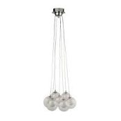 RRP £340 6867-7CC Cluster 7Lt Pendant - Chrome Metal & Clear & Crystal Sand