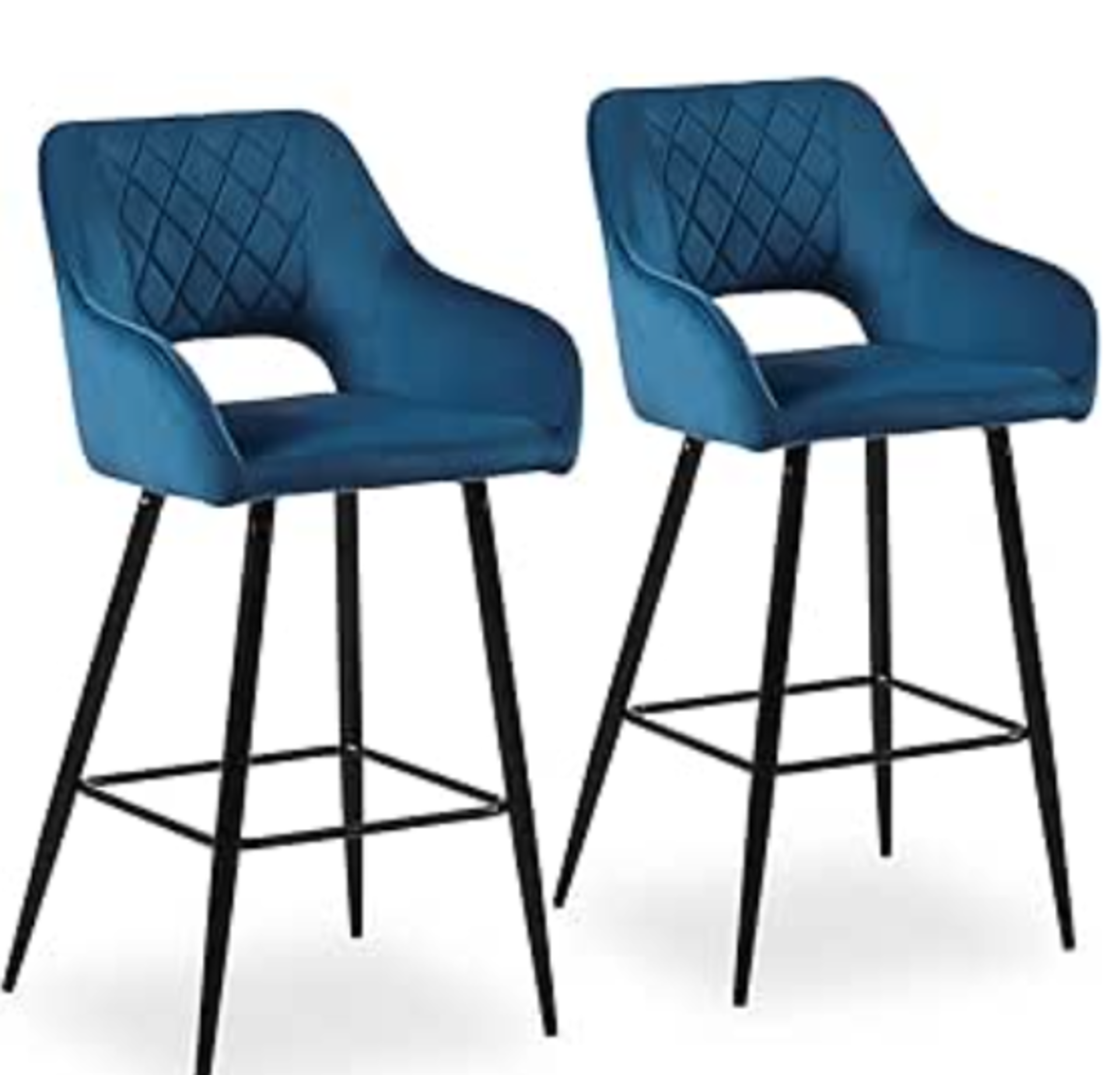 RRP £110 Brand New X2 Blue Barstools 062-49 - B0206Bu