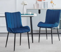 RRP £110 Brand New X2 Blue Chairs V062-49 - B0206Bu