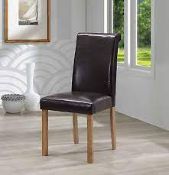 RRP £240 Ex Display Brown Leather Style Dining Chairs X2