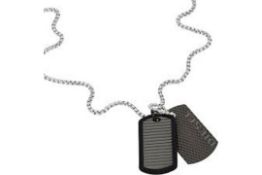 RRP £143 Diesel Stainless Steel Pendant And Blacl Ans Stainless Steel Bracelet