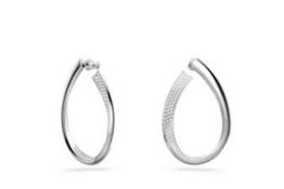 RRP £160 Swarovski Pe Square Aqua Crystal Earrings & Swarovski Crystal Rhs Hoop Earring