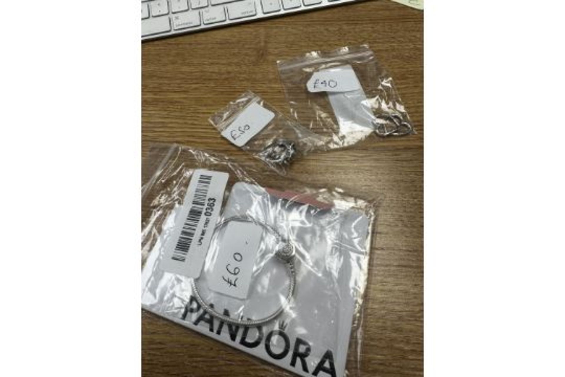 RRP £180 Pandora Charm Bracelet, Pandora Heat Hoop Earrings, Pandora Halo Ring & Pink Jewellery Box/ - Image 2 of 3