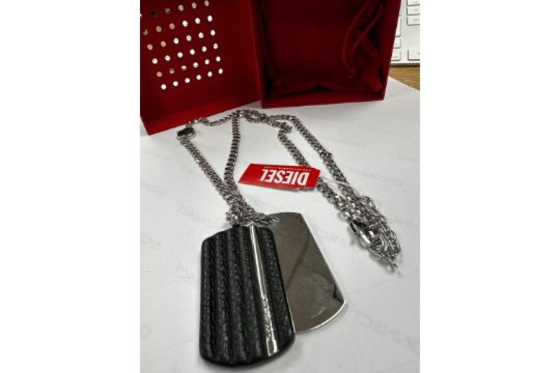 RRP £143 Diesel Stainless Steel Pendant And Blacl Ans Stainless Steel Bracelet - Image 3 of 3