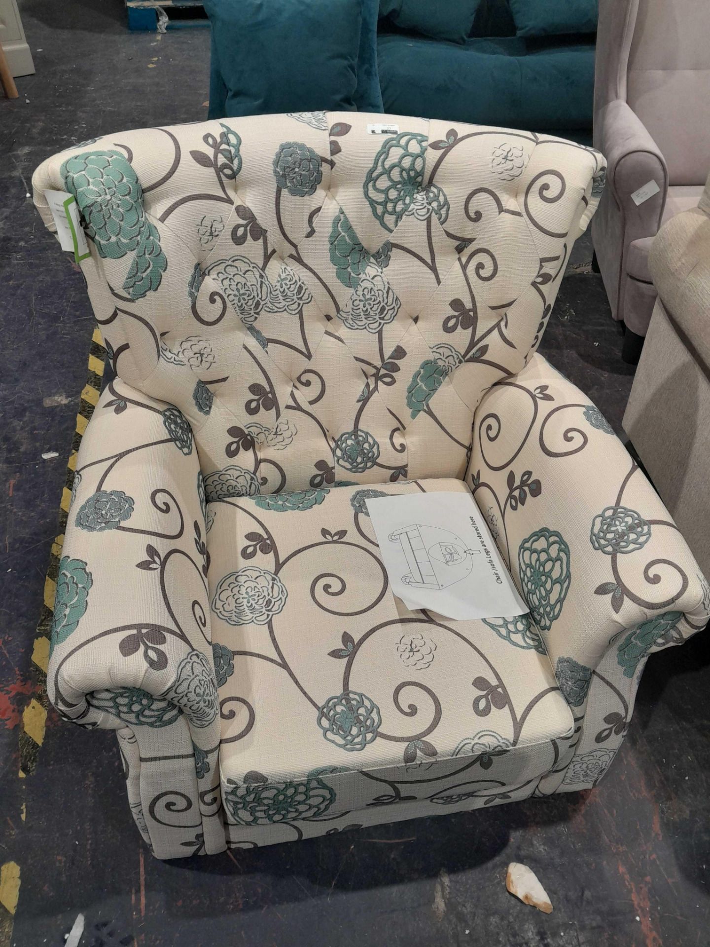 RRP £320 Ex Display Floral Armchair - Image 2 of 2