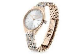 RRP £350 Swarovski Swiss Made, Pavé, Metal Bracelet, Gold Tone, Champagne Gold-Tone Finish Watch