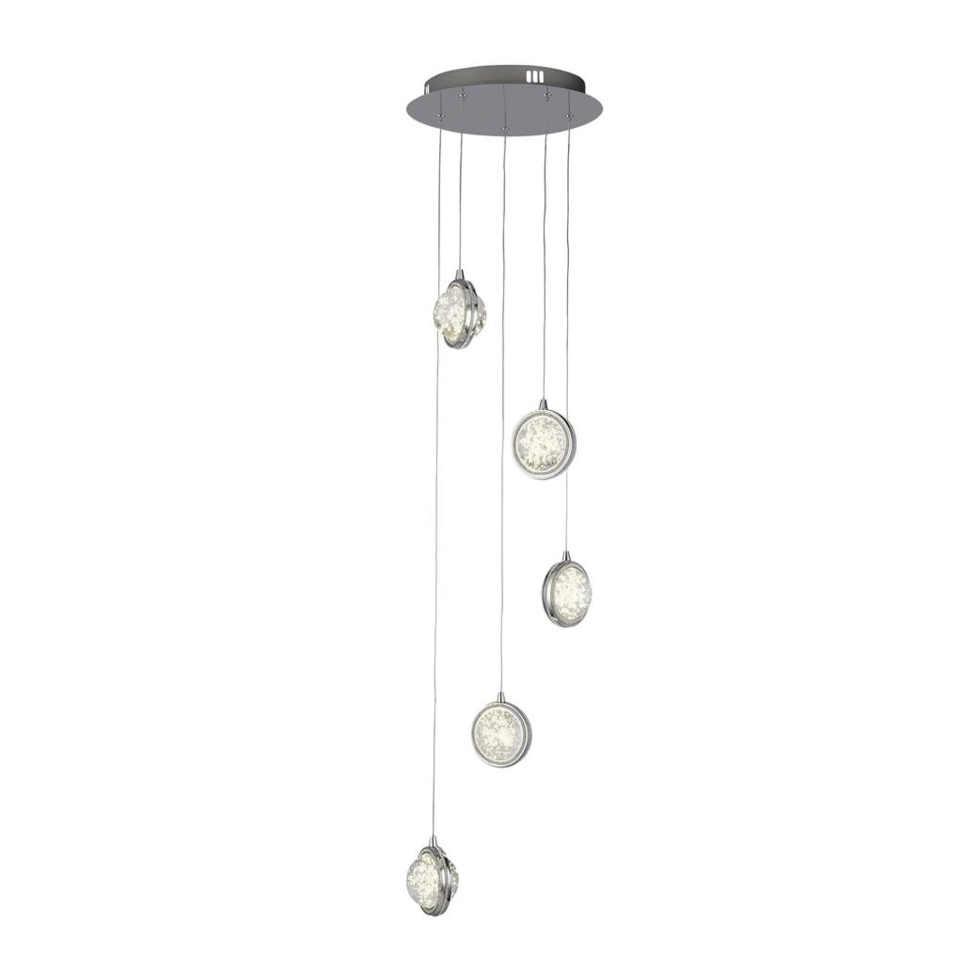 RRP £200 28701-5CC Quartz 5Lt Ceiling Pendant - Chrome & Bubble Glass - Image 2 of 3