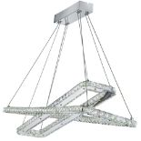 RRP £380 7123CC Clover 2Lt LED Pendant - Chrome & Clear Glass