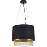 RRP £110 8723-3BK Fringe 3Lt Ceiling Pendant - Black Shade & Gold Chain