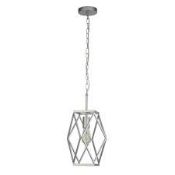 RRP £106 7331-1SS Chassis Ceiling Pendant - Satin Silver Metal