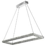 RRP £300 7012CC Clover Rectangular Pendant - Chrome & Clear Glass