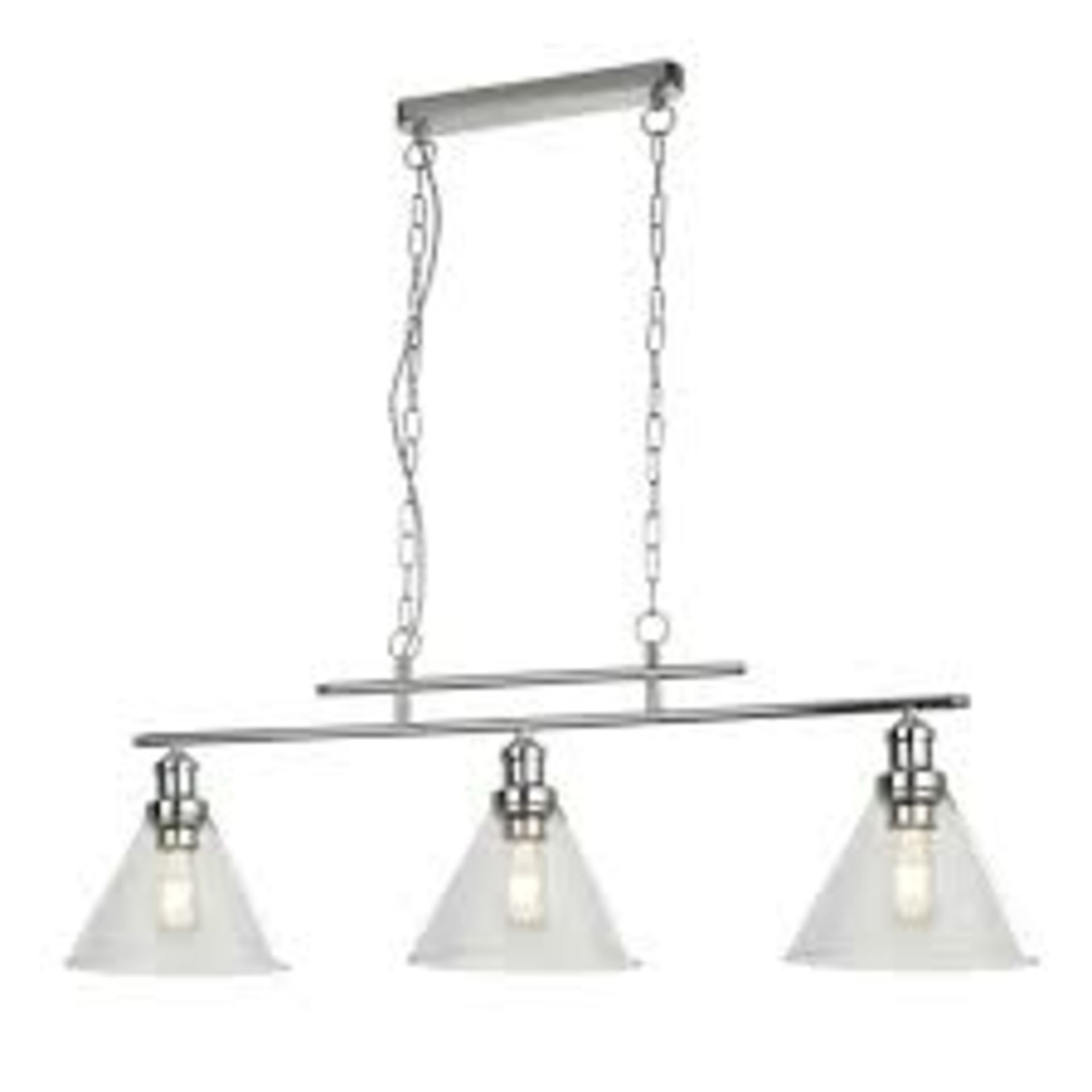 RRP £198 1277-3CC Pyramid 3Lt Bar Pendant - Chrome Metal & Glass