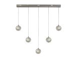 RRP £240 28702-5CC Quartz 5Lt Bar Ceiling Pendant - Chrome & Bubble Glass