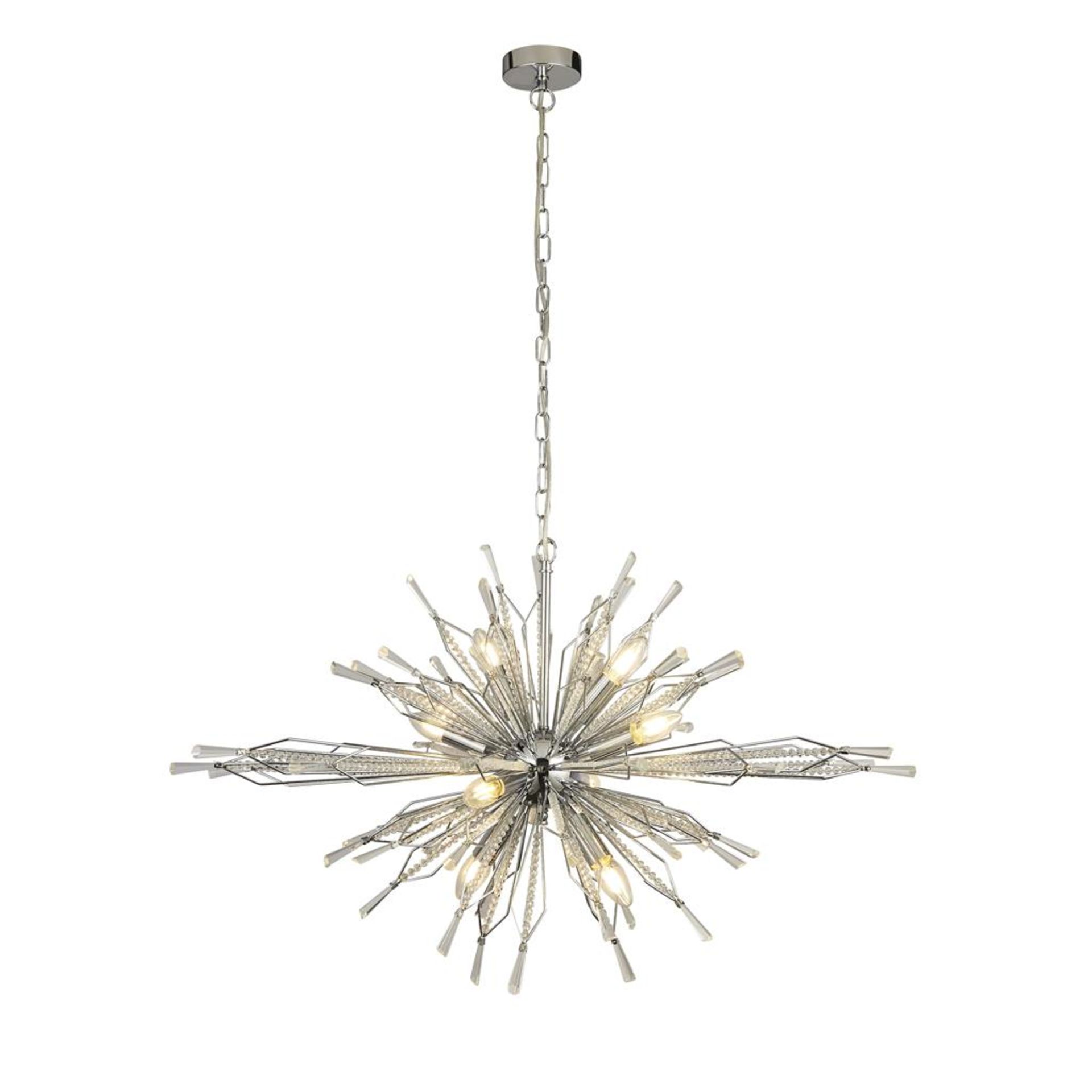 RRP £390 8638-8CC B7 Starburst 8Lt Ceiling Pendant - Chrome & Glass