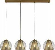 RRP £210 8274-4SB B31 Cio 4Lt Pendant - Satin Brass Metal & Glass