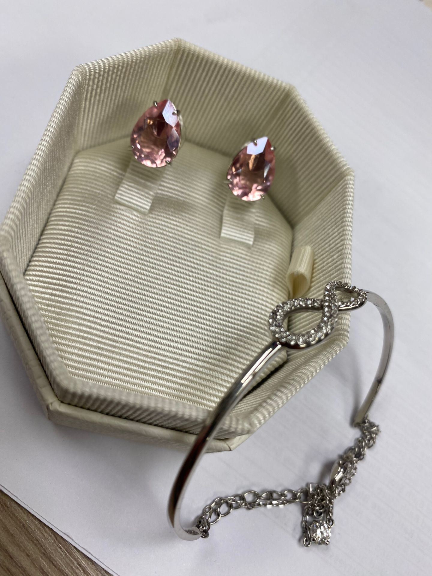 RRP £190 Swarovski Infinity Heart Bangle & Swarovski Pave Stud Earrings - Image 2 of 2