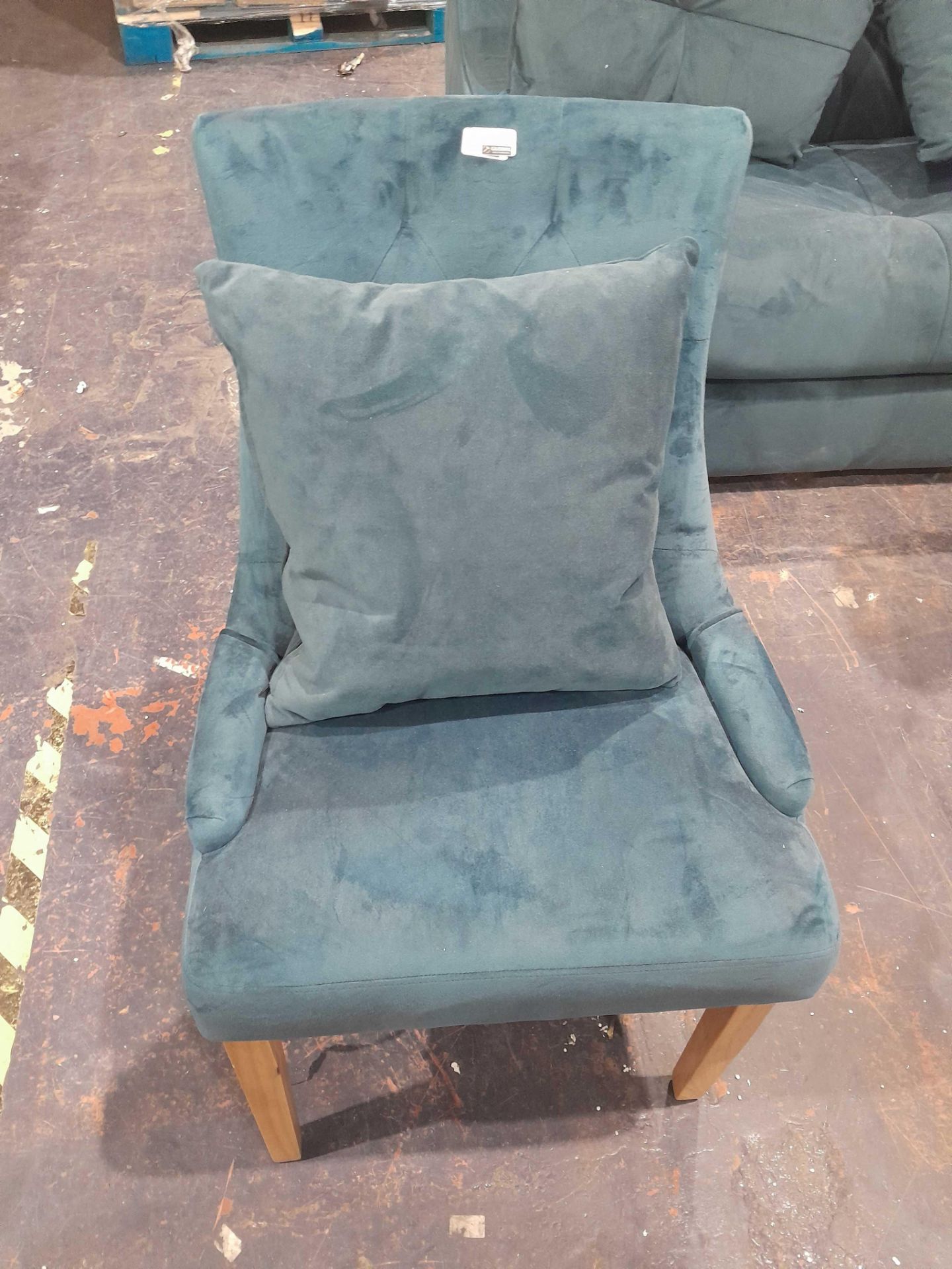 RRP £180 Ex Display Blue Dining Buttoned Chair - Image 2 of 2