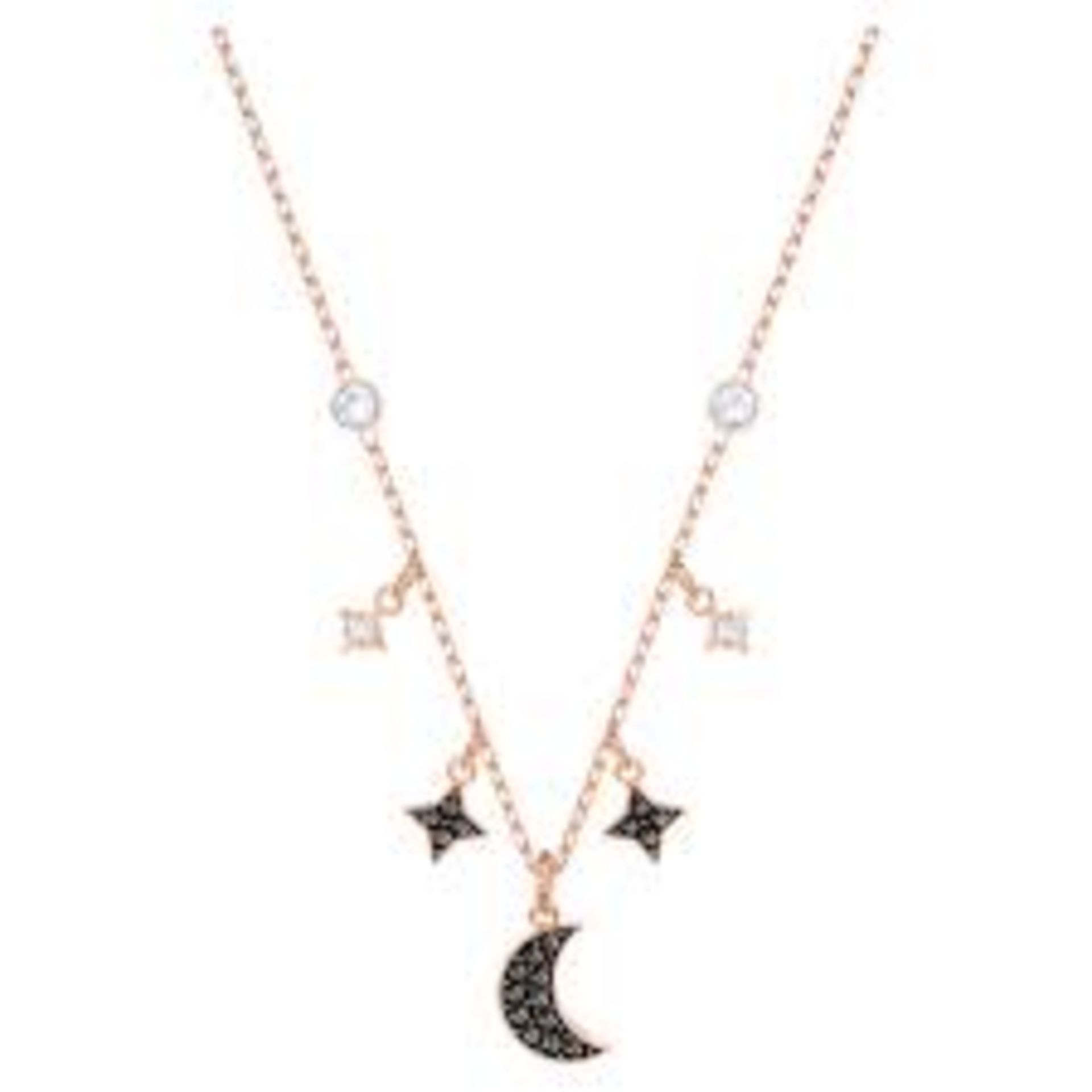 RRP £155 Swarovski Moon & Stars Necklace & Swarovski Black Swan Pendant