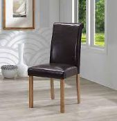 RRP £240 Ex Display Brown Leather Style Dining Chairs X2 (1 Needs Attention)