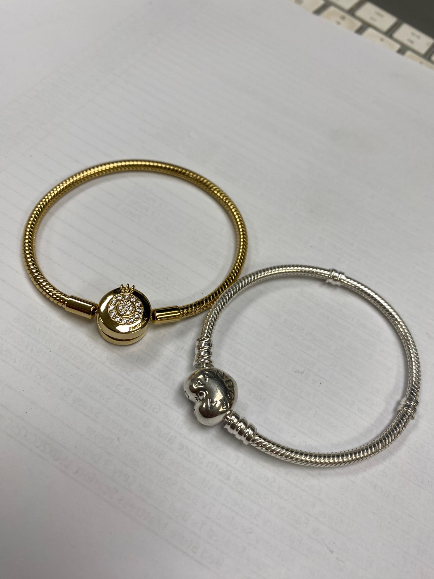 RRP £170 Pandora Gold Sparkling Crown Child Bracelet & Pandora Child Heart Starter Charm Bracelet - Image 2 of 2