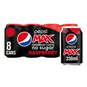 *RRP £250 Assorted Drinks Including Pepsi Max Raspberry X5 (8X330Ml) And More. Bbe 01/24.