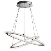 RRP £430 5882-2CC Solexa 2Lt Pendant - Chrome Metal & Frosted Acrylic 5882-2CC