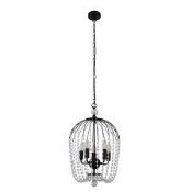 RRP £160 30216-5BK Shower 5Lt Pendant - Black Metal & Clear Crystal