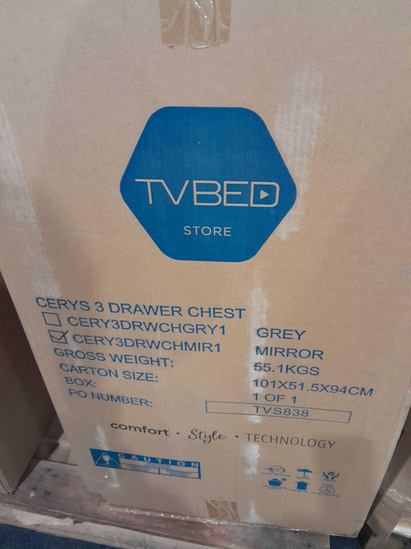 RRP £350 Brand New Factory Sealed Tv Bed Store Cery 3 Draw - Image 2 of 2