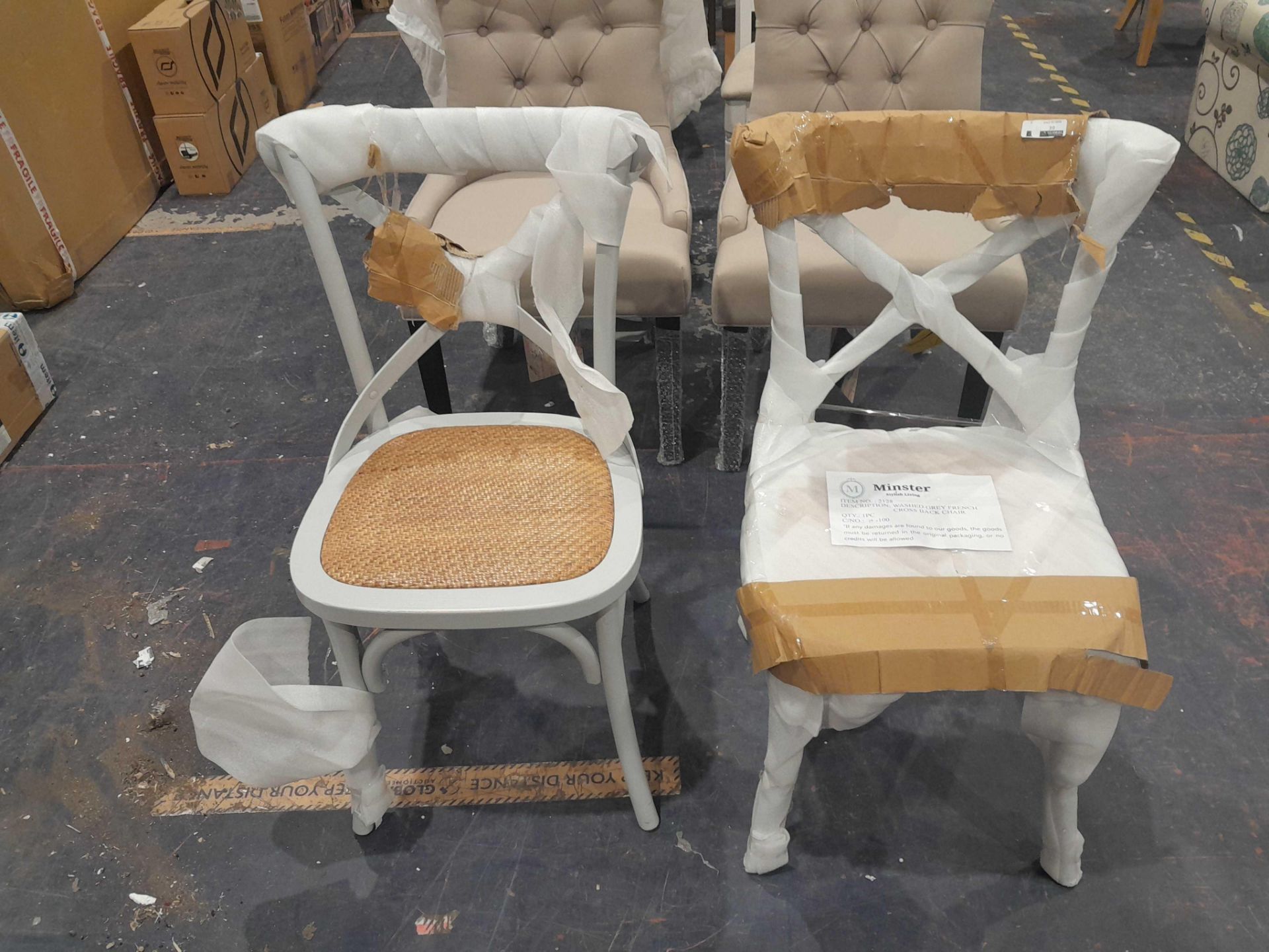RRP £240 Ex Display Cross Back Dining Chairs In Grey X2 - Image 2 of 2