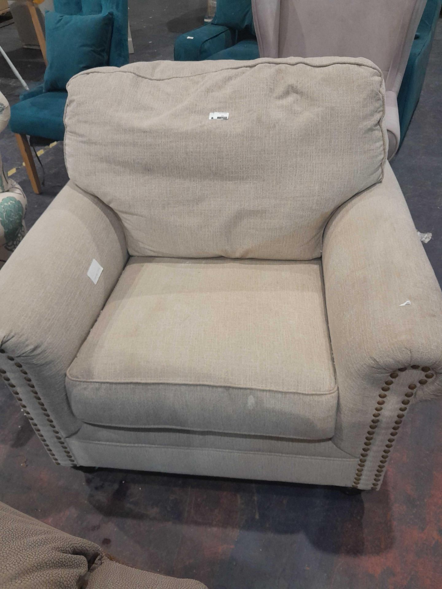RRP £480 Ex Display Elite Armchair In Cream With Stud Design - Image 2 of 2