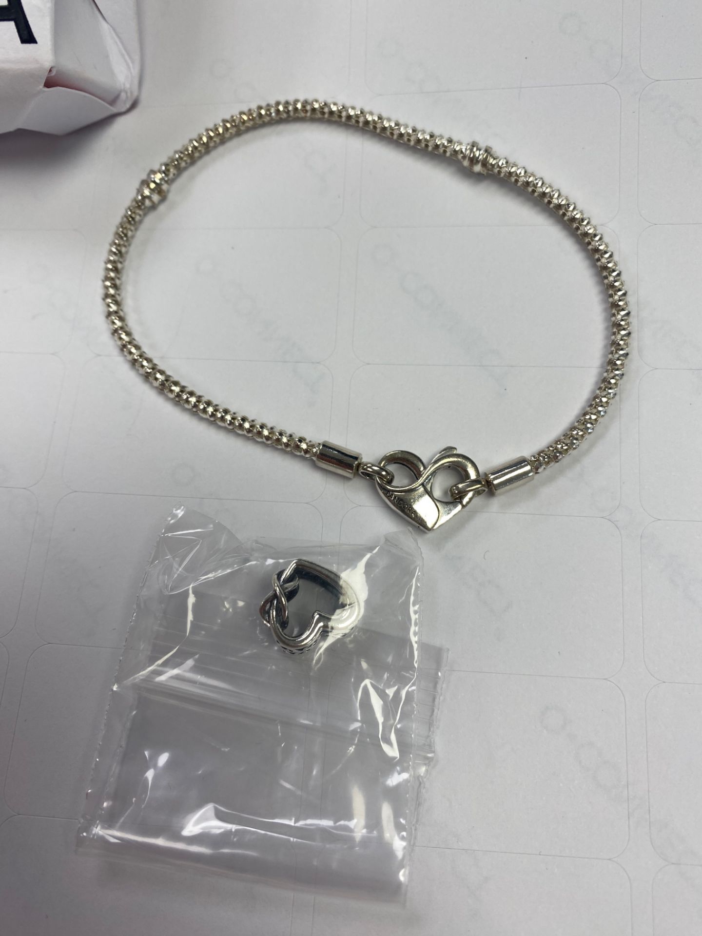 RRP £110 Pandora Heart Clasp Bracelet & Pandora Infinity Heart Charm - Image 3 of 3