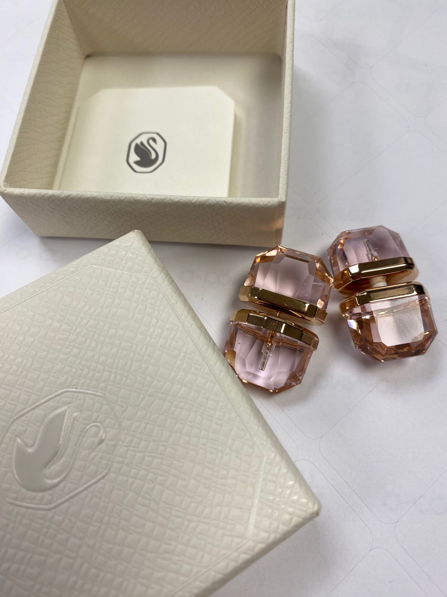 RRP £175 Swarovski Lucent Stud Earrings, Pink Rose Gold - Image 3 of 3