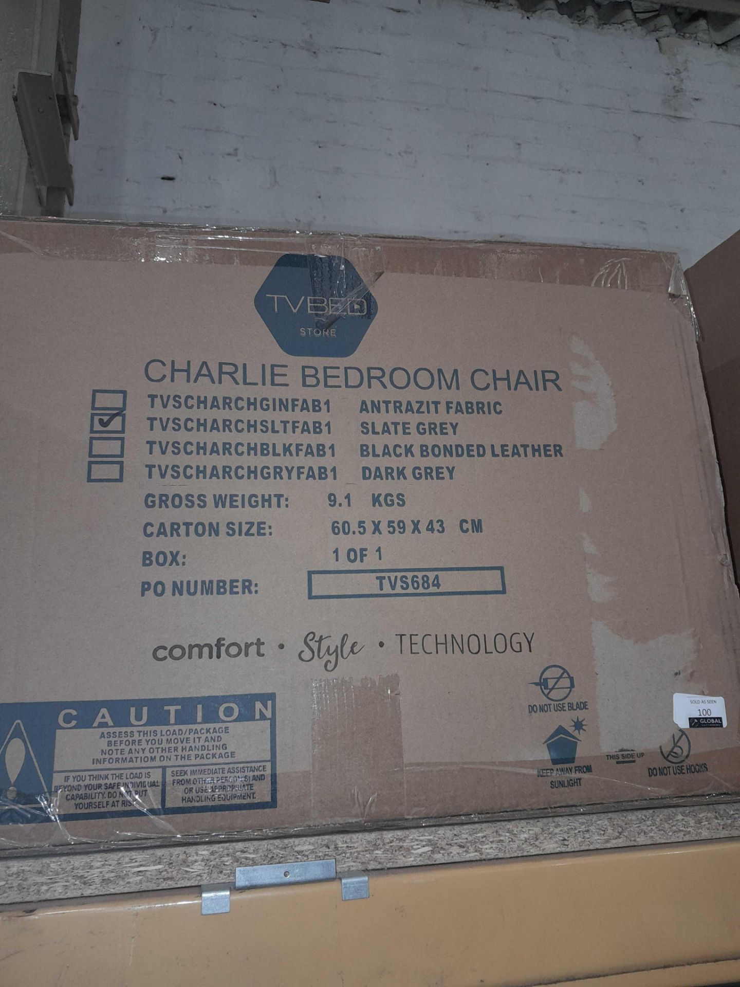 RRP £175 Brand New Boxed Charlie Bedroom Chair In Slate Grey - Image 2 of 2