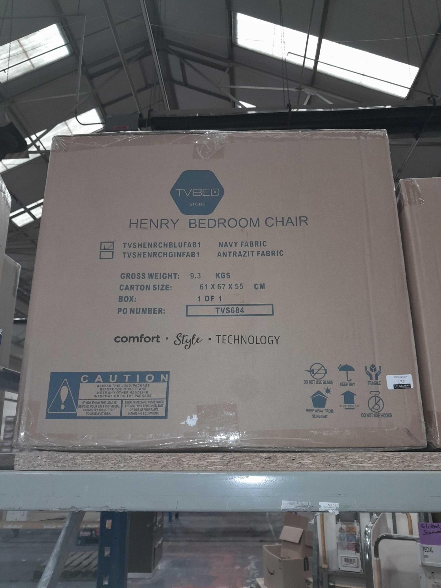 RRP £255 Brand New Boxed Henry Bedroom Chair In Navy - Image 2 of 2