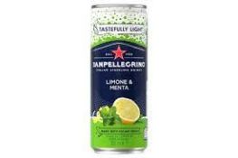 RRP £300 assorted drinks lot including San pellegrino limone & menta 24x33cl [×12] and more bbe 9.24