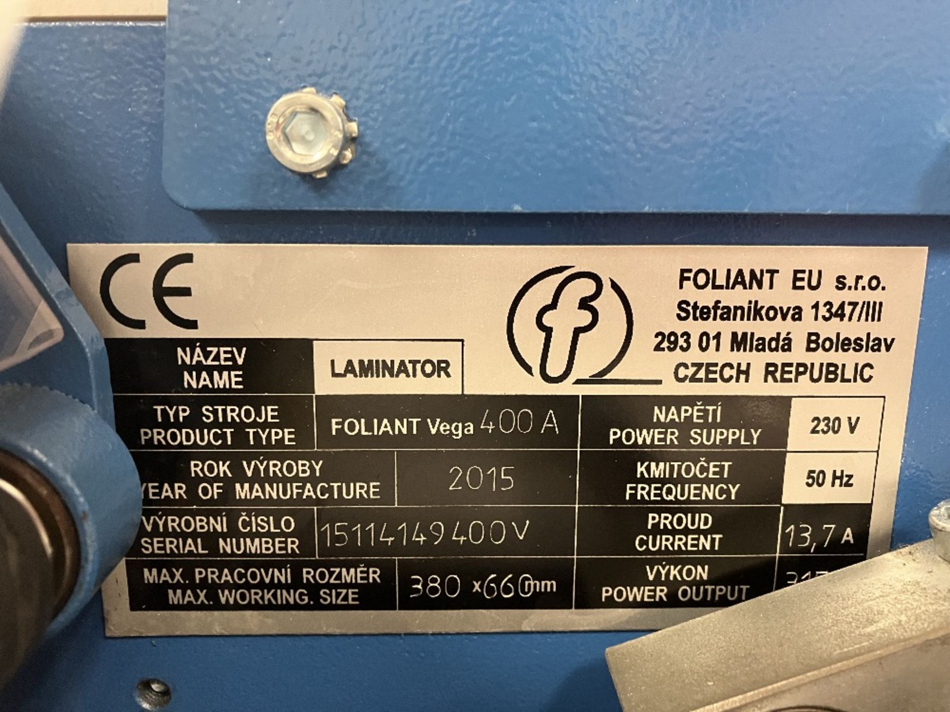 Foliant Model Vega 400A Industrial Laminating Machine - Image 4 of 4