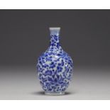China - Blue-white porcelain vase with floral decoration, mark under the piece.