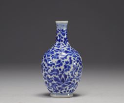 China - Blue-white porcelain vase with floral decoration, mark under the piece.