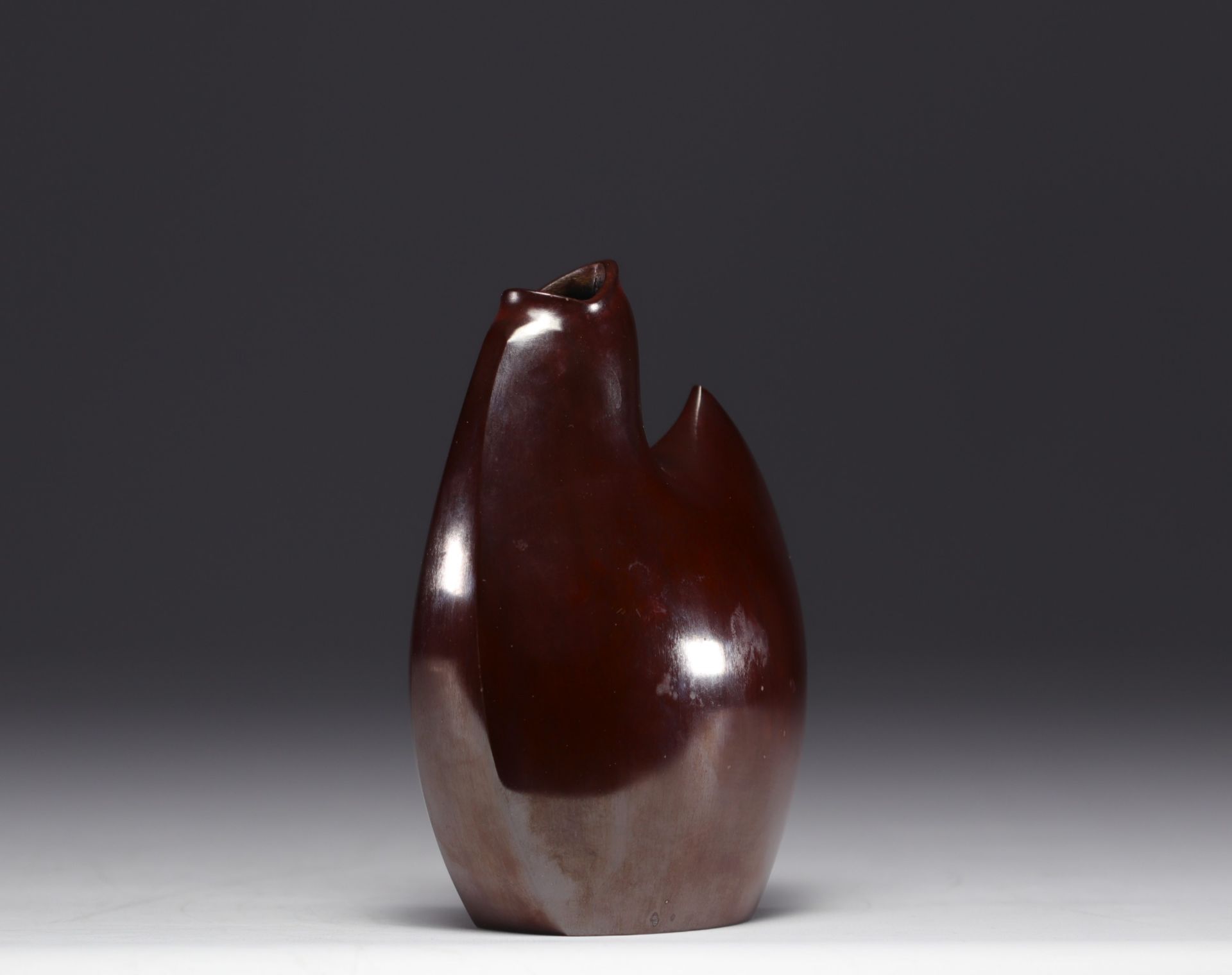 Japan - Nakajima YASUMI (1905-1986) bronze vase "Chicken" - Image 3 of 6
