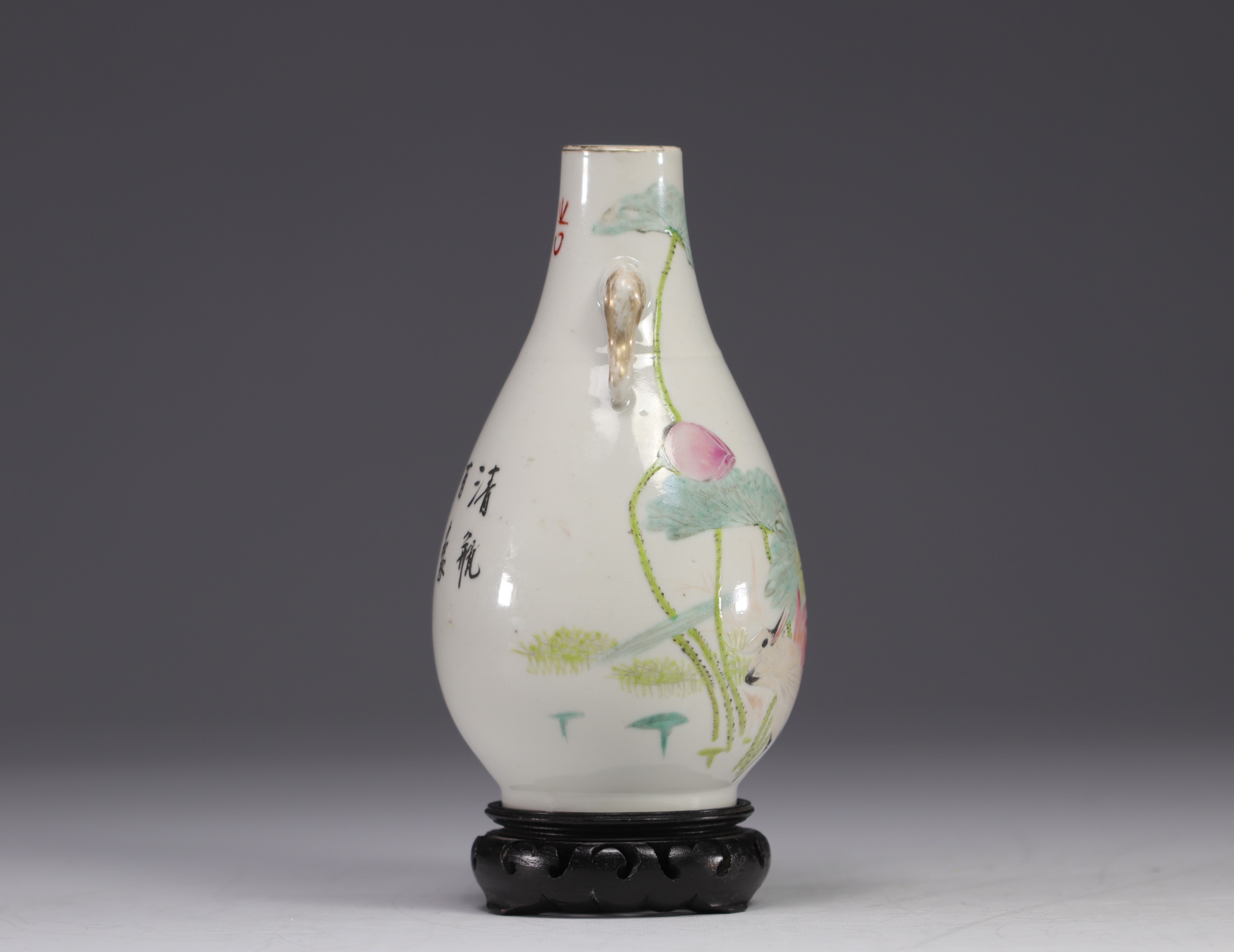 China, Qianjiang cai porcelain vase decorated with flowers and birds, 19th century. - Image 4 of 6