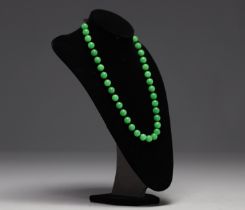 China - green jade pearl necklace.