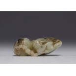 China - Carved jade reclining lions, 18th century.