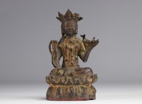 Statue of a traditional seated figure in bronze originating from China from the Ming period (æ˜Žæœ