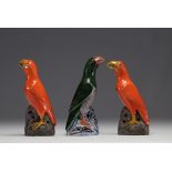 China - Glazed stoneware parrots, Qing dynasty.