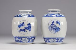 Pair of Kangxi period tonneau-covered vases