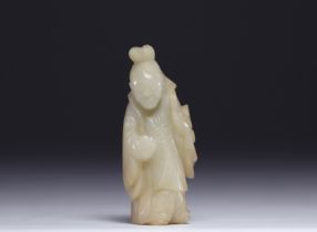 China - nephrite jade statuette of a sage, Qing period.