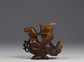 China - arcanizing stone Rhyton vase, Qing period.