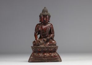 Seated Buddha statue in red lacquered bronze from the Ming period (æ˜Žæœ)