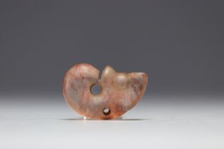 China - "Zhulong Dragon Pig" sculpture in pink quartz.